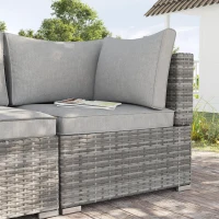 Outsunny Outdoor PE Rattan Corner Sofa, Garden Wicker Furniture Single Sofa Chair w/ Cushions, Light Grey(m-2)