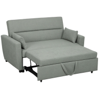 HOMCOM 2-Sitzer Sofa mit Bettfunktion, Verstellbarer Rückenlehne, Polstersofa, Samtoptik, für Wohnzimmer, Schlafzimmer, Hellgrau