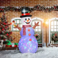 Outsunny Großer Schneemann, 2,40 m, Weihnachtsdeko, mit LEDs, selbstaufblasend, Polyester(m-2)