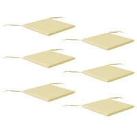 Outsunny Lot de 6 Coussins de chaise de jardin extérieur Rembourrage 3 cm Tissu Polyester dim. 42L x 42l cm Beige(m-1)