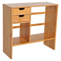 HOMCOM Organizador de Escritorio Mesa de Bambú Estantería Sobremesa Estante de Almacenamiento Multifuncional para Oficina Libros 48x19.5x46cm(m-4)