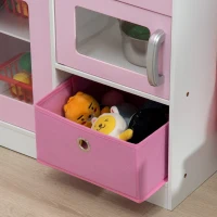HOMCOM Cuisine d'angle pour enfants avec accessoires, sons et lumières - en MDF - rose et blanche(m-8)