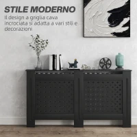 HOMCOM Copritermosifoni in Legno MDF Traforato a Croce con Ripiano e Fissaggio a Muro, 152x19x82 cm, Nero(m-4)