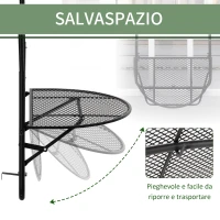 Outsunny Tavolo da Ringhiera Pieghevole e Regolabile in Metallo, 60x60x57-72cm, Nero(m-5)