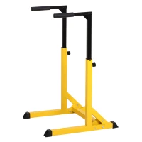 HOMCOM Estación Dip de Musculación Tipo Barras con Altura Ajustable Soporte para Entrenar Abdominales Espalda Peso Máximo de 100 kg 66x75x83-119 cm Amarillo(m-10)