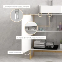 HOMCOM Meuble sous vasque 2 portes avec étagère réglable armoire de rangement pour lavabo 70L x 33l x 79,5H cm MDF et bambou(m-7)