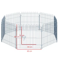 PawHut Vallas para Perros Plegables de 8 Piezas 63x60 cm con 1 Puerta y Marco de Acero para Jardín Patio Plata(m-3)