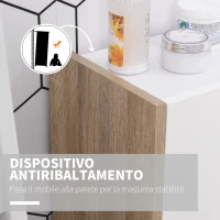 HOMCOM Armadietto a Due Ante per Bagno, Mobiletto da Ingresso o Camera in Legno Color Rovere e Bianco, 60 x 25 x 90cm(m-4)