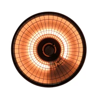 HOMCOM Chauffage radiant suspendu Ø 48 x 35H cm 2 tubes 1000/2500 W chaine + mousqueton intégrés noir(m-6)