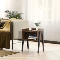 HOMCOM Bedside Table Set of 2 Industrial Nightstand Stackable End Table with Open Front Storage Compartment  Retro Furniture with Metal Legs Rustic Brown(m-4)