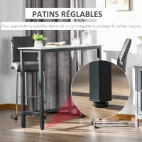 HOMCOM Table de Bar Table Haute de Cuisine Mange-debout - dim. 120L x 40l x 100H cm - châssis piètement Acier, Plateau Aspect marbre Blanc(m-6)