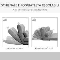 HOMCOM Divano Moderno 2 in 1, Schienale Reclinabile su 7 Livelli e Cuscini, Divano per Soggiorno per TV, Giochi, Lettura, Yoga, Ufficio, 130x73x60 cm, Grigio Chiaro(m-5)