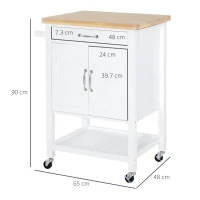 HOMCOM Carrello da Cucina Salvaspazio con Cassetto Armadietto e Ripiano, Mobile Cucina Carrello da Portata con 4 Ruote per Sala da Pranzo, Bianco(m-3)
