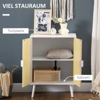 HOMCOM Sideboard Kommode Beistellschrank mit 2 Einlegeboden Lagerschrank Aufbewahrungsschrank Küchenschrank Nachtschrank verstellbar modern Weiß+Natur 60 x 40 x 80 cm(m-4)