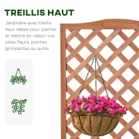 Outsunny Jardinière avec Treillis - bac à Fleurs - jardinière sur Pied - dim. 76L x 36l x 170H cm - Fond à Lattes - Bois Sapin pré-huilé naturel(m-5)
