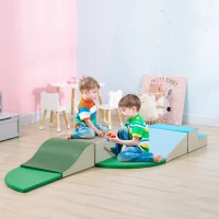 HOMCOM Parcours motricité bébé 6PCS, module motricité bébé en mousse EPE avec housse en revêtement synthétique, blocs mousse de construction, jouets éducatifs enfants d'âge préscolaire, multicolore(m-2)