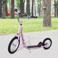 HOMCOM Patinete para Niños Mayores de 5 Años Scooter de 2 Ruedas Grandes con Doble Freno y Manillar Ajustable en Altura para Adolescentes Adultos 135x58x92-100 cm Rosa(m-2)