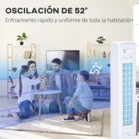 HOMCOM Enfriador de Aire Bajo Consumo 3 en1 Oscilante Humificador con 3L Control Remoto Pantalla LED 3 Velocidades 3 Modos y Temporizador 12h Climatizador Evaporativo Torre 33x26x105 cm Blanco(m-9)