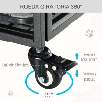 PawHut Jaula para Perros Plegable de Metal Jaula para Perros Grandes 109,5x71x78 cm con Ruedas y Frenos Bandeja Extraíble y Puerta con Pestillos para Golden Retriver Labrador Gris Oscuro(m-5)