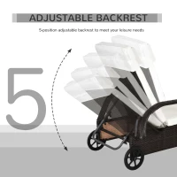 Outsunny 2PC Rattan Sun Lounger Recliner Bed Reclining Chair Patio Garden Outdoor Wicker Weave Adjustable Headrest with Fire Retardant Cushion – Brown(m-4)