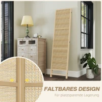 HOMCOM 3-teiliger Raumteiler, 180 cm faltbarer Wandschirm, Freistehender Raumtrenner mit handgewebtem Design für Zuhause, Natur(m-4)