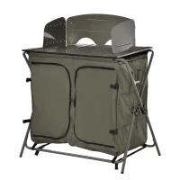 Outsunny Campingschrank Küchenbox Tragetasche Windschutz Tragetasche Stahl 600D Oxford-Gewebe Grün 57 x 94 x 109 cm(m-1)