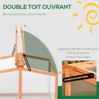 Outsunny Mini Serre de Jardin Serre à tomates dim. 90L x 80l x 58H cm toits ouvrables Panneaux de Polycarbonate Bois Sapin pré-huilé(m-5)