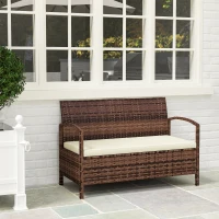Outsunny 125L Storage Garden Bench, with Cushion - Brown(m-8)