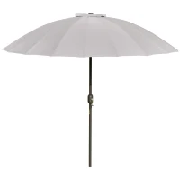 Outsunny Parasol droit parasol de jardin inclinable rond avec 18 baleines manivelle mât en métal fibre de verre Ø 2,5 m polyester haute densité gris(m-10)