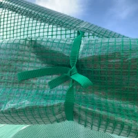 Outsunny Invernadero de Túnel 3,5x3x2 m Invernadero de Jardín con Puerta y 6 Ventanas Enrollables de Polietileno PE 140 g/m² Metal Galvanizado para Cultivos Plantas Flores Verde(m-8)