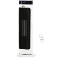 HOMCOM Ceramic Electric Space Heater, Portable Heater for Home with 3 Heat Settings, Oscillation, Adjustable Temperature, 1000W/2000W, Black(m-11)