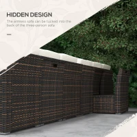 Outsunny Seven-Piece Rattan Garden Sofa Set, with Expanding Table - Cream White(m-5)