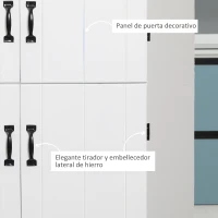 HOMCOM Aparador Alacena de Cocina con 4 Puertas y 6 Estantes Mueble Auxiliar de Estilo Moderno 76x40x176,7 cm Blanco(m-7)