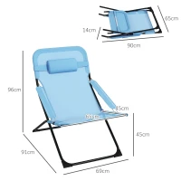 Outsunny Klappstuhl, 4-stufig verstellbar, atmungsaktiv, Metallgestell, 69 x 91 x 96 cm, Schwarz/Blau(m-3)