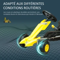 HOMCOM Kart à pédales Go-Kart Enfants avec Frein 88L x 51l x 48H cm Jaune Noir(m-6)