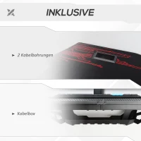 HOMCOM Gaming Tisch Schreibtisch mit Kopfhörerhaken Getränkehalterung Computertisch mit Mauspad MDF Metall Schwarz+Rot 140 x 70 x 77 cm(m-7)