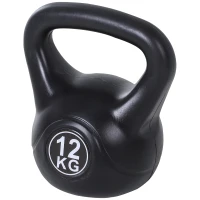 HOMCOM Kettlebell 12kg per Sport e Fitness con Base Piatta e Impugnatura, Kettlebell Pesi per Allenamento Home Gym Casa e Palestra, 27x21x31 cm, Nero(m-10)