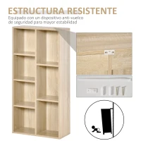 HOMCOM Estantería Librería de Madera Armario de Libros con 7 Compartimentos para Plantas Archivos 50x24x106 cm Roble(m-5)