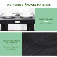Outsunny Gartenmöbel-Set für 2 Personen inkl. 1 Tisch, 2 Stühlen, Gartengarnitur, Bistro-Set, HDPE Schwarz(m-5)