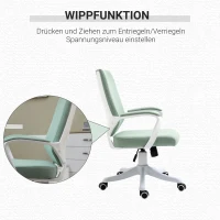 Vinsetto Bürostuhl Schreibtischstuhl Home-Office-Stuhl mit Wippenfunktion Rückenlehne höhenverstellbarer dick gepolstert ergonomisch 360°-Drehräder Polyester Nylon PP Grün+Weiß 62x69x92-100 cm(m-6)