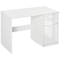 HOMCOM Computertisch, Schreibtisch,  2 Schubladen, Hochglanzoptik, Weiß(m-10)