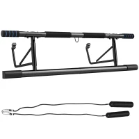 SPORTNOW Pull-Up Bar, No-Drilling Chin-Up Bar, Push-Up Stand with Resistance Bands, Padded Handles for Home Gym Exercise(m-1)