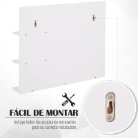 kleankin Espejo de Baño para Colgar en la Pared Espejo de Pared con 3 Estantes Incorporados 60x10x48 cm Blanco(m-6)