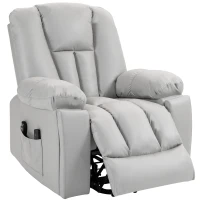 HOMCOM Leathaire Eight Massage Point Armchair, with Reclining Back - Light Grey(m-11)
