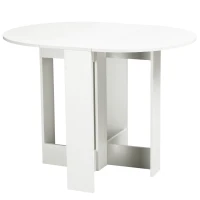 HOMCOM Mesa Plegable de Comedor Mesa de Cocina Plegable con 2 Alas Abatibles Mesa Plegable para 2-4 Personas 104x76x73,7 cm Blanco(m-1)