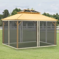 Outsunny Ersatz-Netzvorhang für 3 x 4 m Gartenpavillons, Fliegennetz, mit Reißverschlüssen, Polyester, Schwarz(m-2)