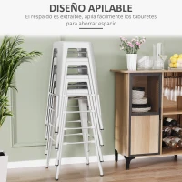HOMCOM Juego de 4 Taburetes Altos de Cocina de Acero con Respaldo Alto y Reposapiés para Comedor 44x46x116 cm Gris Plata(m-6)