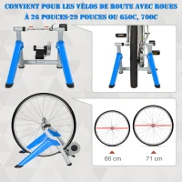 HOMCOM Home trainer vélo support d'entrainement pliable pour vélo de route roues 26 à 29 pouces gris métal bleu(m-6)