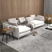 HOMCOM Bedside Table Set of 2, Industrial Nightstand, Tall End Table with Removable Fabric Drawer, Retro Chic Side Table Accent Furniture with Wooden Legs, Rustic Brown(m-10)