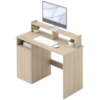 HOMCOM Escritorio con Estantería Moderno Escritorio con Compartimentos Abiertos Soporte para Monitor 108x50x94 cm Natural(m-10)